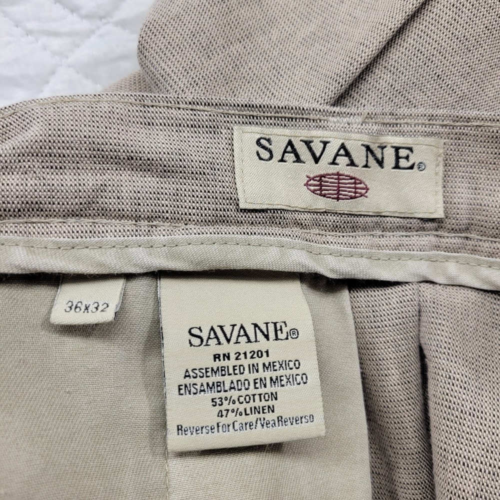 SAVANE 47% Linen/53% Cotton tan dress pants size 36X32 - Picture 5 of 6